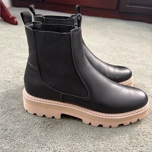 Dolce Vita Black Ankle Booties with Cream Soles